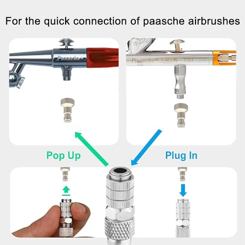 HUBEST 6pc Quick Release Kit, Converts Paasche to 1/8" BSP Airbrushes
