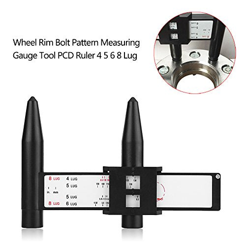 Wheel Rim Gauge, PCD Bolt Pattern Measuring Tool Ruler for 4 5 6 8 Lug Wheels Studs Inch Metric Size Lightweight Durable Plastic Easy Fit Car Truck SUV