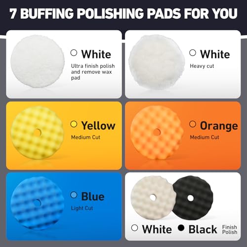 Autolock 6" Buffing Polishing Pads, 7Pcs 6Inch Waffle Foam Buffing Pad - size: 6.5 inch 7 pack