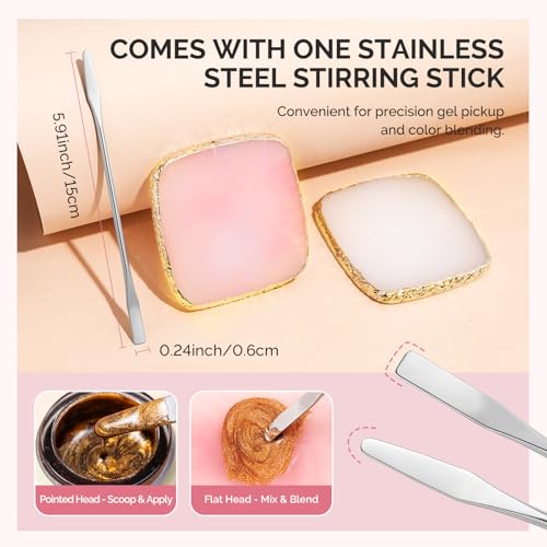 MelodySusie 2Pcs Square Resin Nail Art Palette with Spatula Pink White - size: 2PCS Square Shape.