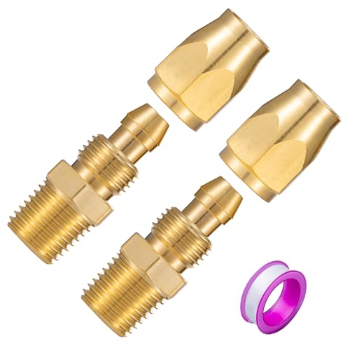 Premium Solid Brass 2PCS Reusable Replacement Fitting For 3/8-Inch ID Hose,1/4-Inch NPT Rigid - size: 2PCS 3/8 Inch