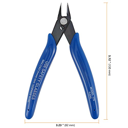 SEUNMUK 15 Pack 170 Flush Wire Cutter, 5 Inch Electronic Wire Flush Cutters, Small Precision Soft Wire Cutter, Micro Wire Cutters Blue Handle Professional Cutter Tools for Fine Cutting Needs