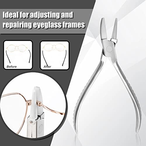 Eyeglasses Frame Pliers 6 Inch Nylon Jaw Half Flat Nose Pliers Glasses Repair & Assembling Tools with Professional Eyeglass Repair Screwdriver - size: G