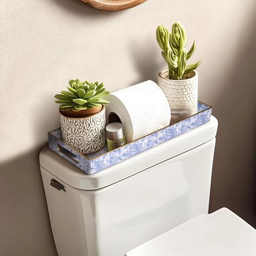 MAONAME Blue Bathroom Vanity Tray, Plastic Decorative Trays with Handles - color: Bohemian-9