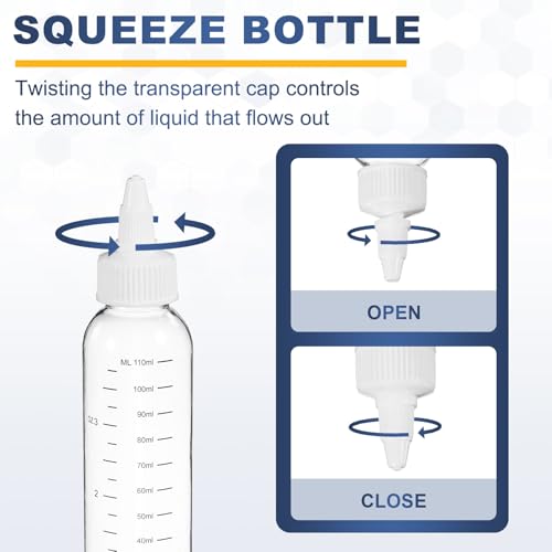 PATIKIL 230ml 8oz,3 Pcs Plastic Squeeze Dispensing Bottle,Transparent,White - color: Transparent/White, size: 230 ml (Pack of 3)