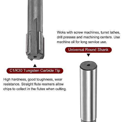 HARFINGTON Chucking Reamer 14.8mm H7 C1/K30 Carbide Tip Precision Straight Flutes Round Shank Lathe Machine Milling Cutter - size: 14.8mm