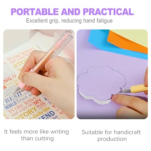 6 Pack Retractable Craft Knife Pen Set in 6 Colors, Precision Paper Cutter for DIY Projects, Art, Scrapbooking, Detail Hobby Blade for Stickers