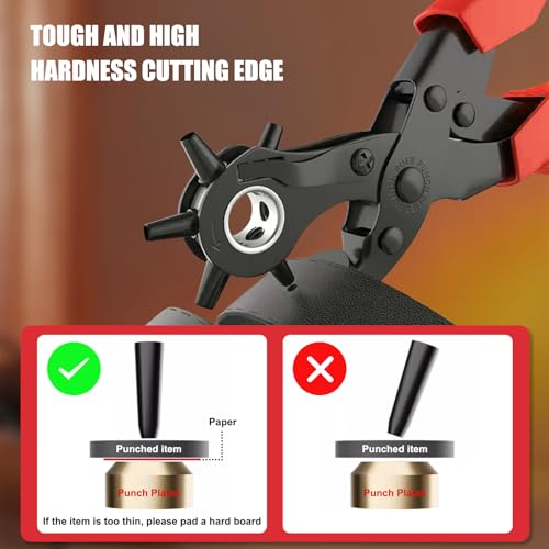Diyife Leather Hole Puncher, Full Set Punch Tool Kits for Belts, Leather - color: Red