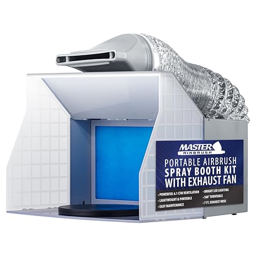Master Airbrush Portable Airbrush Spray Booth with Exhaust Fan, LED Light - color: Dark Gray
