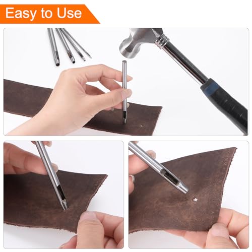 HARFINGTON Hollow Punch for Leather 5.5mm Round Hole Punch Tool for Belt Puncher Carbon Steel Single Punch for Watch Belts Cut Leather Craft Rubber Paper Fabric Plastic Soft Material - size: 5.5mm