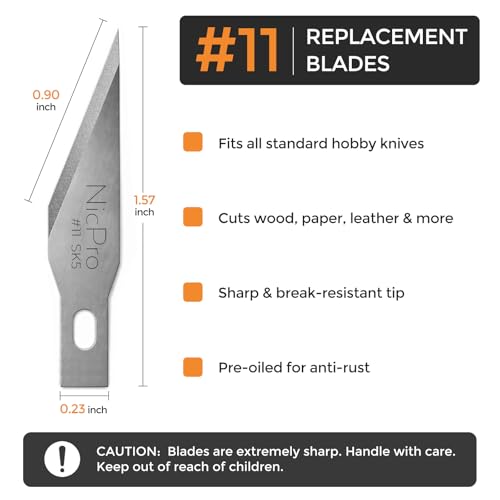 Nicpro 240 PCS Hobby Blades Set SK-5, Art Utility #11 Blades Refill Cutting Tool with Storage Case for Craft, Hobby, Scrapbooking, Stencil - 4 Pack of Case - size: #11 240pcs (Pack of 2)