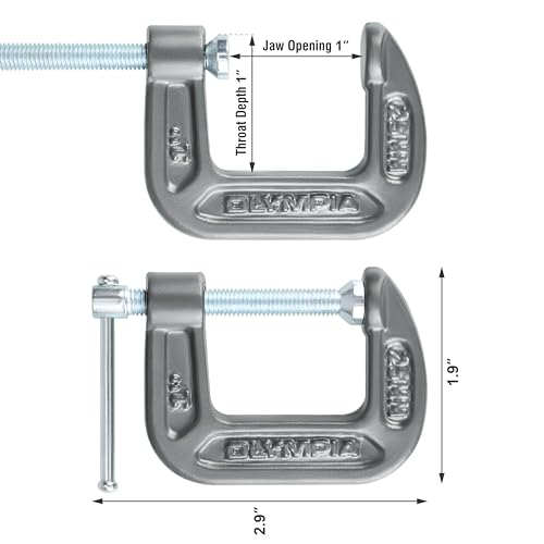 Olympia Tools C-Clamp, 38-110, (1 X 1) Inches - size: 1-Inch x 1-Inch
