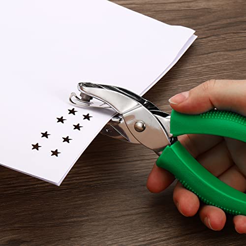 PATIKIL 1/4" Star Single Hole Punch, Handheld Hole Puncher with Grip Metal Paper Puncher for DIY Craft Scrapbook Ticket Card, Green - style: Star