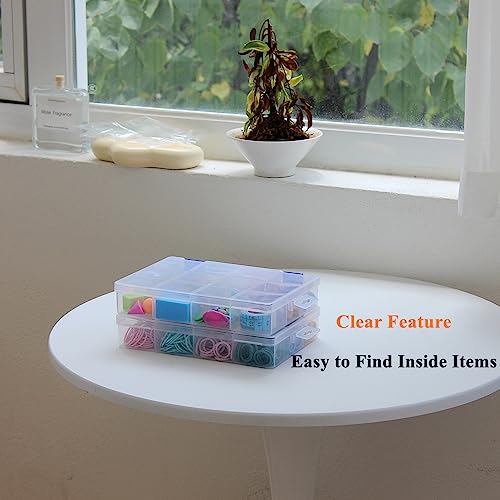6 Pack Fixed 12 Grids Clear Plastic Storage Divider Box with Lid
