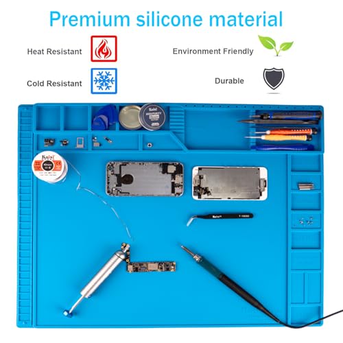 Kaisi Large Soldering Mat Heat Resistant,Silicone work mat,solder mats - color: Blue Soldering Mat