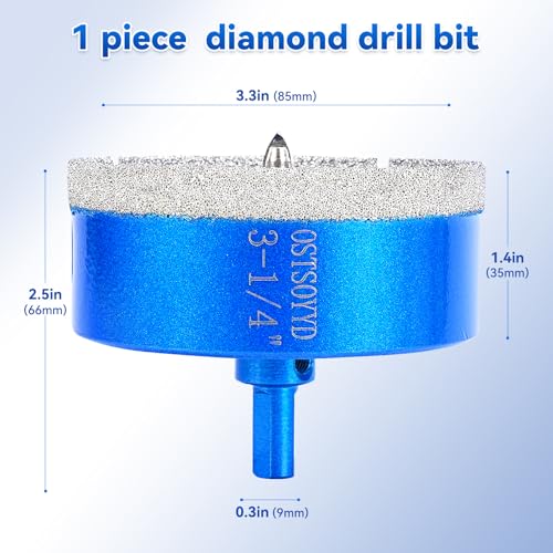 3-1/4 inch Diamond Hole-Saw Bits with Pilot Drill Bit 85mm Tile Hole Saws - size: 3-1/4'' | 85mm