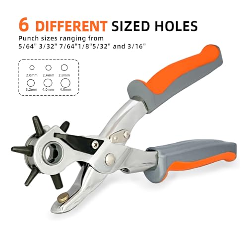 Leather Hole Punch, BILLION GOLD Heavy-Duty Belt Hole Puncher