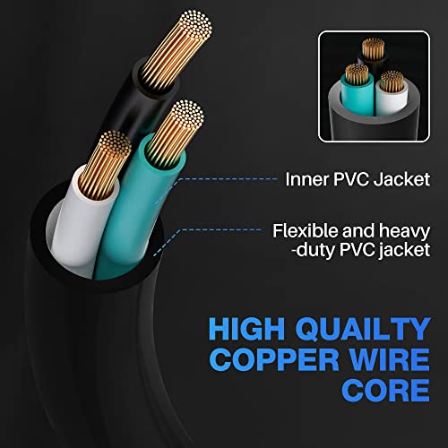 Outdoor Extension Cord 25FT with 3 Outlets, 3 Prong Power Grounded, 14AWG - size: 25FT, style: 14AWG (14 Gauge)
