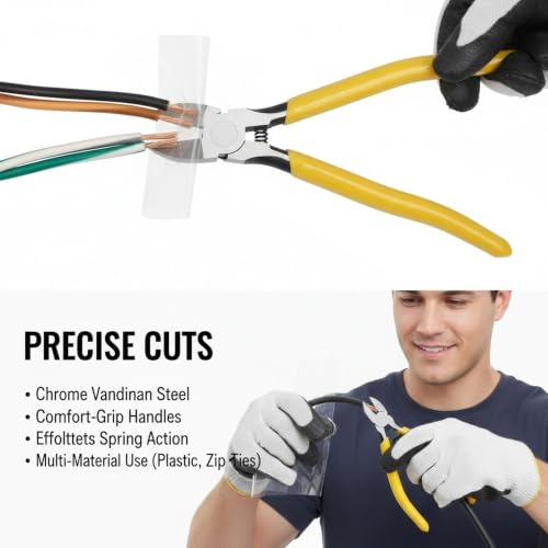 Wire Cutters Diagonal Cutting Pliers-6 Inches Cutters Spring Loaded,1pc - size: 6 inches