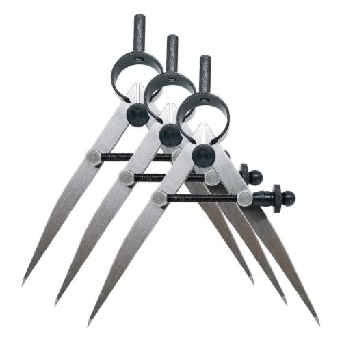 4 Inch Professional Leather Compass, Precision Spring Wing Divider/Scriber, Metal Compass for Woodworking, Metalworking (Pack of 3) - size: 4 inch (Pack of 3)