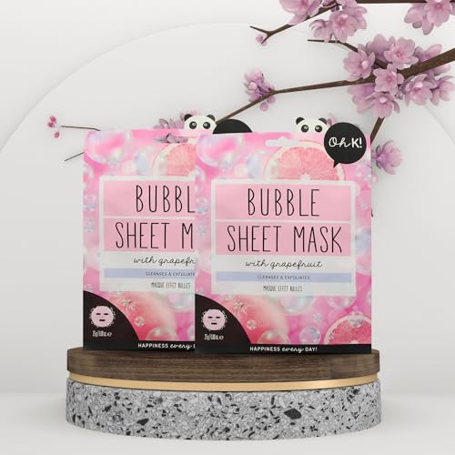 Oh K! Bubble Sheet Mask - Grapefruit - Korean Face Mask Sheet - Facial Skin Care Products - Clean Korean Skincare - Hydrating Face Sheets - 1 Pc - size: 1 Count (Pack of 1), style: Grapefruit