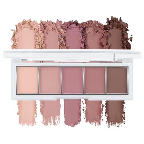 Matte Neutral Eyeshadow Palette 5 Shades, Highly Pigmented Blendable Warm Nude Pink Brown Eye Shadow Palette Makeup, Everyday Natural Look for Beginners, Long Lasting Travel Size 04# - color: A-#04