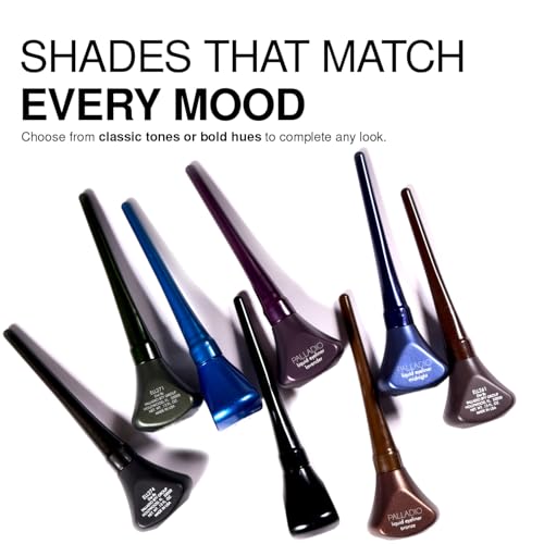 Palladio Liquid Eyeliner, Black Shimmer, Highly Pigmented, Waterproof, Smear-Proof, Includes Easy G Wand Applicator - color: Black Shimmer