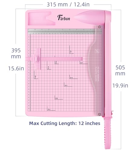 Firbon 12 Inch Guillotine Paper Cutter, Heavy-Duty Paper Trimmers, Pink - color: Pink