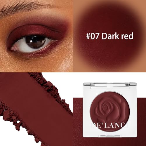 DE'LANCI Dark Red Eyeshadow Matte, Single Crimson Red Eyeshadow Palette + Applicator, Intense Blendable Burgunry Shade Red Eye Makeup, for Halloween Bruise Makeup Vampire Zombie Goth SFX Body Paint 07 - color: dark red