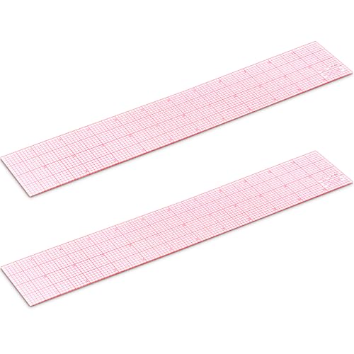 Zonon 2 Pack Clear Sewing Ruler 2 X 12 Inch Plastic Ruler for Quilting