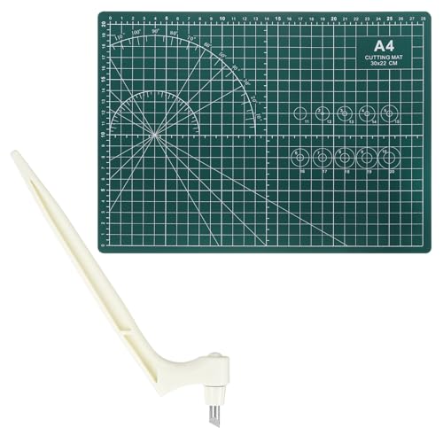 HARFINGTON Craft Cutting Tools 30 Degree Blades 360 Degree Rotating Blade Stainless Steel Cutter Pen Knife with Mat for DIY Crafts Stencils Scrapbooks, White - color: White