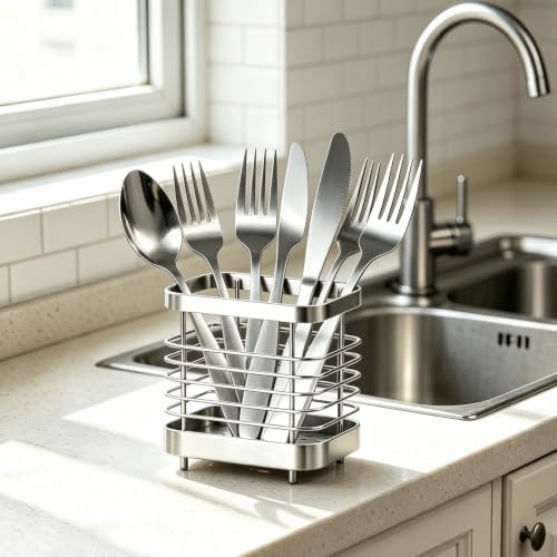 Utensil Holder, Stainless Steel Utensil Drying Rack for Kitchen Counter - color: Small, Silver