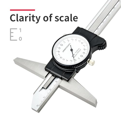 Depth Calipers with Gauge 0-150/200mm 0.02mm Precision Shockproof Four-use Measuring Tool (Mechanical/Automotive Repair)，DRINYOUNG (0-200 mm (Depth dial Caliper)) - size: 0-8" (Depth Dial Caliper)