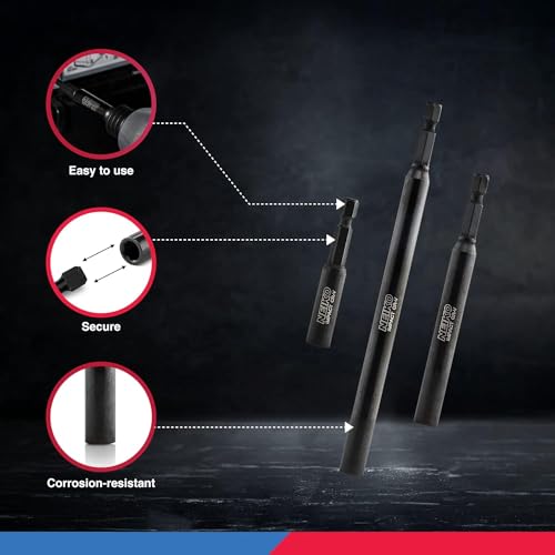 NEIKO 11403A Magnetic Bit Holder Set | 3 Pieces - 2-3/8, 4, and 6| Premium Cr-V Steel | 1/4" Hex Shank Design - style: Bit Holder