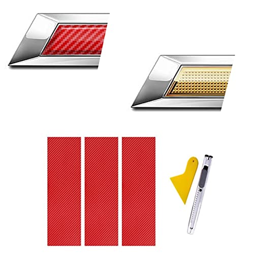 Bowtie Emblem Vinyl Front Grill Wrap Decals for Chevy（3PC,Red） - color: Red 3