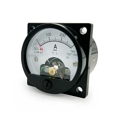 Analog Dial Panel Meter Voltmeter Gauge Current Measuring Ammeter SO-45 DC 200A/75MV - size: DC 200A