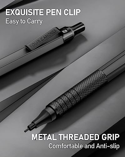 2PCS Metal Mechanical Pencil Set, 0.5mm+0.7mm, Storage Case, Black＆Silver - color: Silver+Black (2PCS)