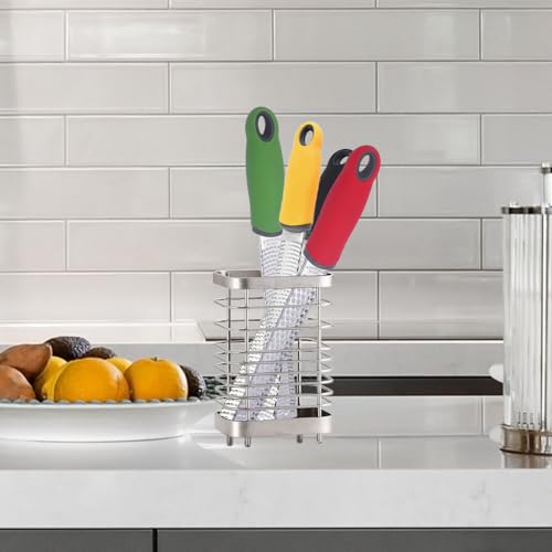 Utensil Holder, Silverware Organizer Cutlery Drainer Silver 5.9" - color: Silver, size: Large