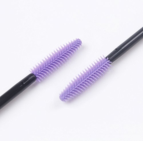 BIHRTC Pack of 100 One-Off Disposable Silicone Eyelash Mascara Brushes - color: Purple