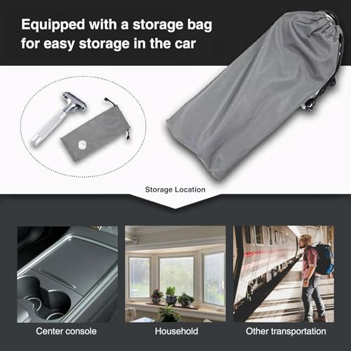 2-Pack Alloy Car Window Breaker with KM46 Tungsten Tip, 3-in-1 Glass Breaker & Seatbelt Cutter & Escape Hammer Car Emergency Rescue Tools for Tesla Model 3/Y/S/X/Cybertruck Accessories - color: Silver-2pcs