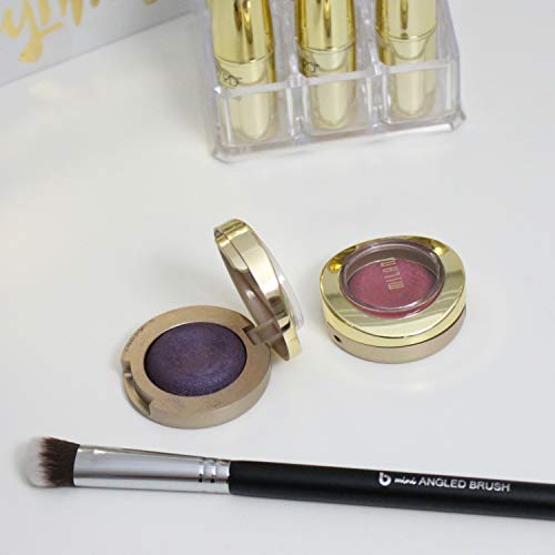 Angled Eyeshadow Blending Makeup Brush – Small Mini Angle Kabuki, Synthetic Eye Shadow Blender Brushes for Eyelid, Brow Bone, Crease, Cheek Highlighter, Setting Liquid Cream Mineral Powder Cosmetics