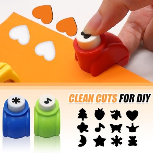 Luomorgo 12 Pcs Craft Hole Punch Shapes Set, Mini Paper Punchers