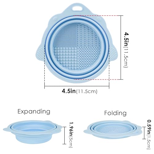 2 Pack Foldable Paint Brush Cleaner Brush Washer, Cleaning Rinse Cup for Acrylic, Watercolor, Oil Painting, Gouache Painting, Makeup Brush Cleaner for Brushes, Powder Puffs, and Sponges (Blue) - color: Blue