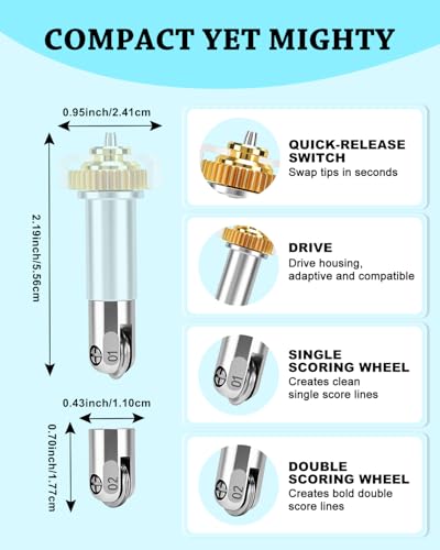 UCEC Single & Double Scoring Wheel Tips Compatible with Cricut Maker 4/3/1 - color: Scoring 01 + 02
