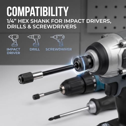 Drill Bit Extension, 6-Piece, 2.36"-6", Secure Locking