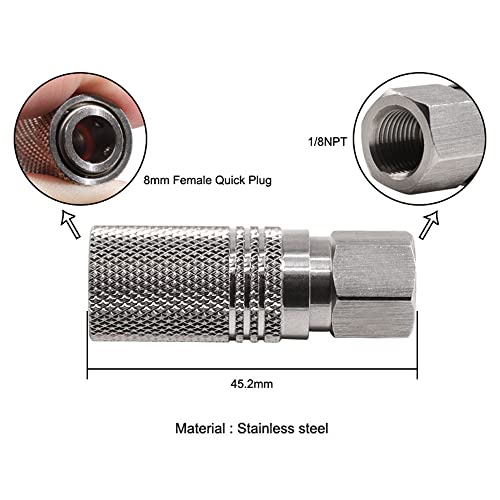 Paintball PCP 1/8 NPT Female Thread Stainless Steel Coupler HPA CO2 Air Tank Refill Connector Quick Disconnect Quick Release Adapter Fitting