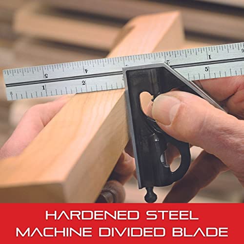 Starrett Steel Combination Square with Square Head, 6" Blade Length