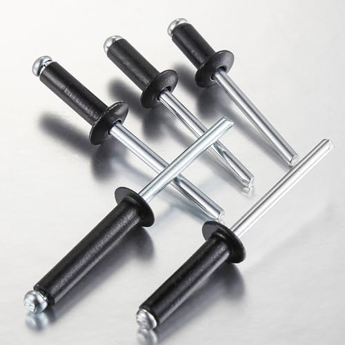 Wensilon (350Pcs) 1/8"x3/8" Black Aluminum blind pro Rivets,Aluminum Grip and Steel Mandrel - color: Black, size: 1/8"x3/8"