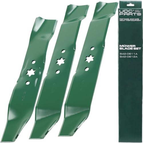 UDC Parts 942-0611A 942-0612A Mulching Blades Replacement for Cub Cadet 46" - size: 16-1/4" - 6 pt star