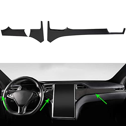 OUBOLUN ABS Carbon Fiber Center Console Trim For Tesla Model S X 2014-2020 - size: Middle Control Trim